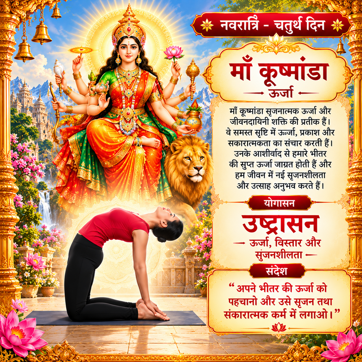 माँ कूष्मांडा और उष्ट्रासन – नवरात्रि चतुर्थ दिन