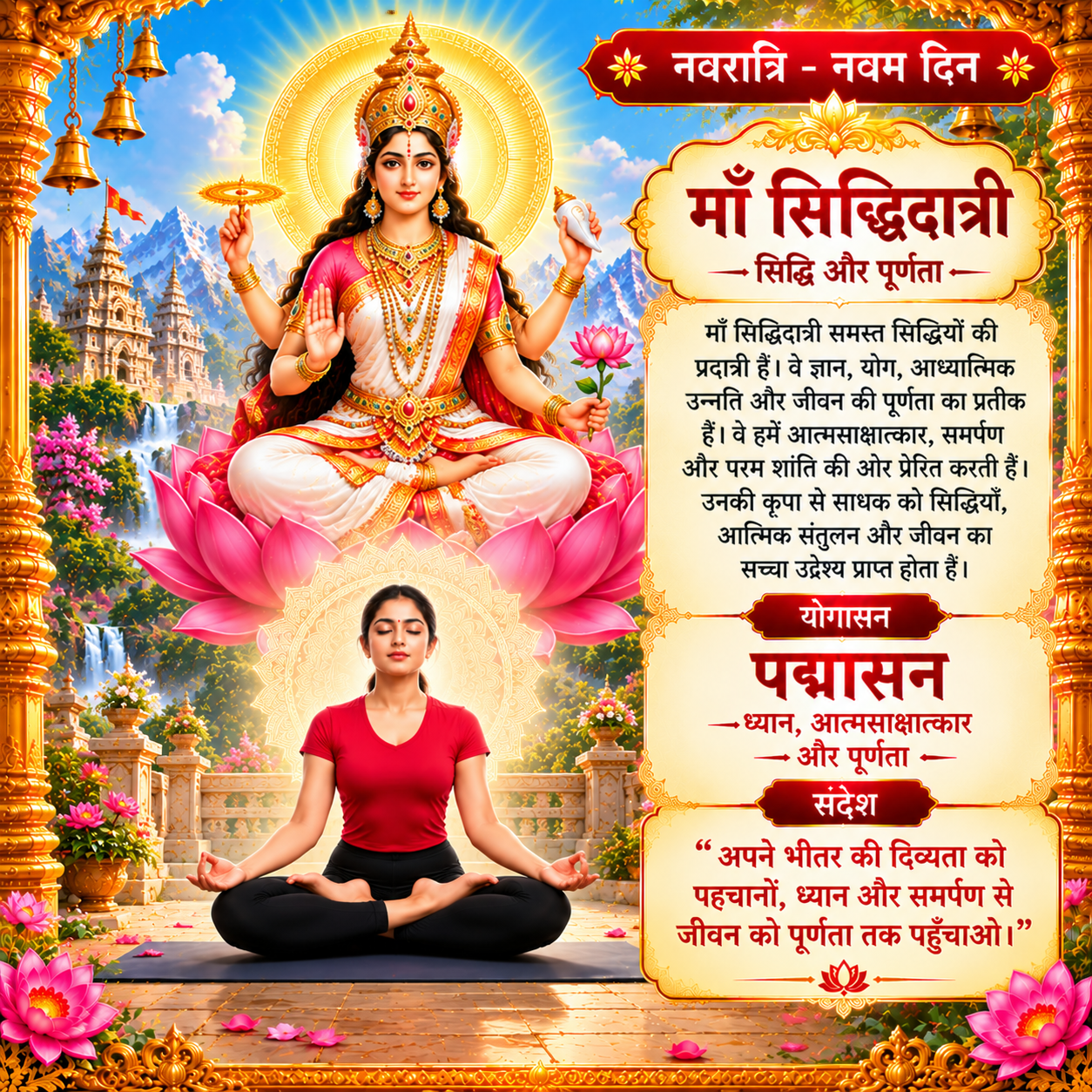 माँ सिद्धिदात्री और पद्मासन – नवरात्रि नवम दिन